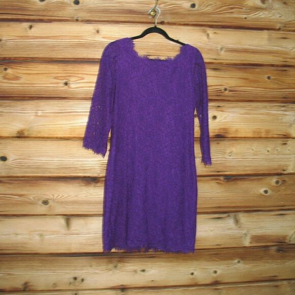 Diane Von Furstenberg Purple Lace Mini Dress Celeb Style - Picture 2 of 9